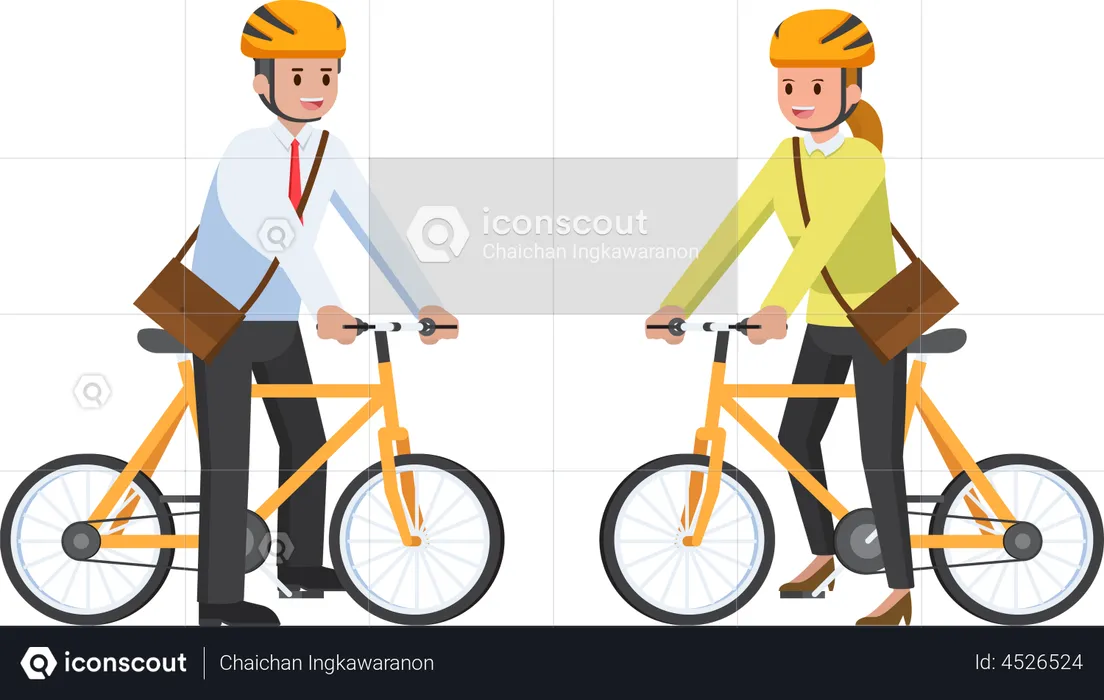 Business employee commuting via bicycle  Illustration