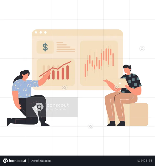 Business employee discussing about growth  Illustration