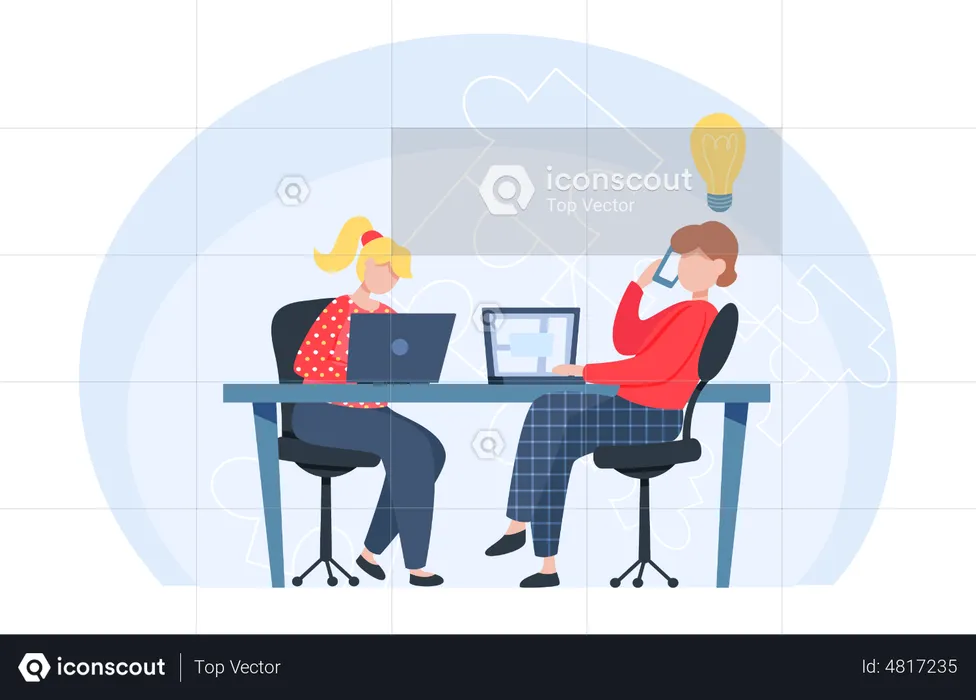 Business employee discussing about idea  Illustration