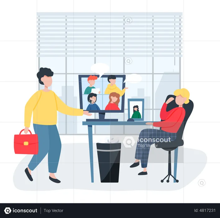 Business employee discussing at work  Illustration