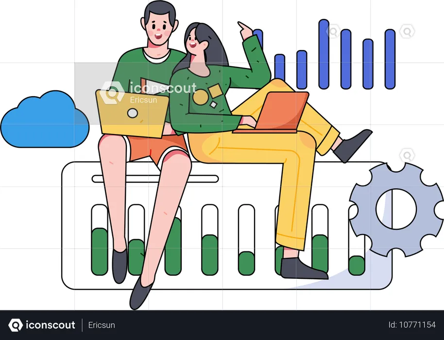 Business employee discussing business data  Illustration