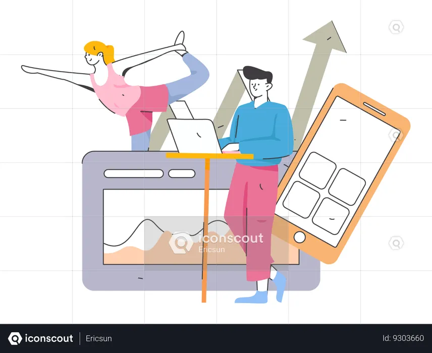 Business employee doing cooperation  Illustration