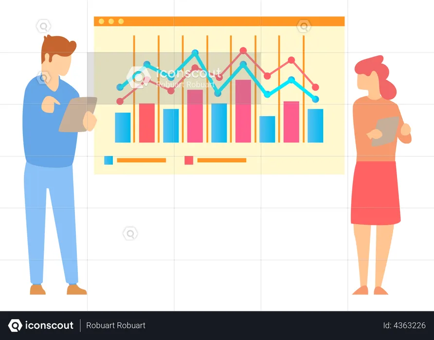 Business employee doing data analysis  Illustration