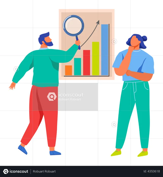 Business employee doing data analytics research  Illustration