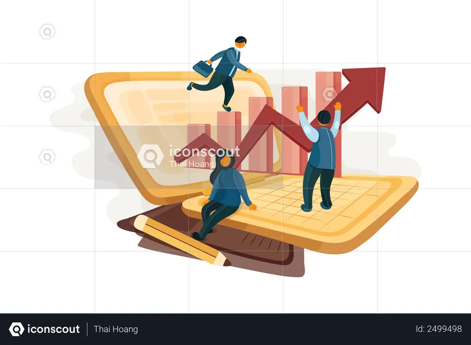 Business employee doing share trading  Illustration