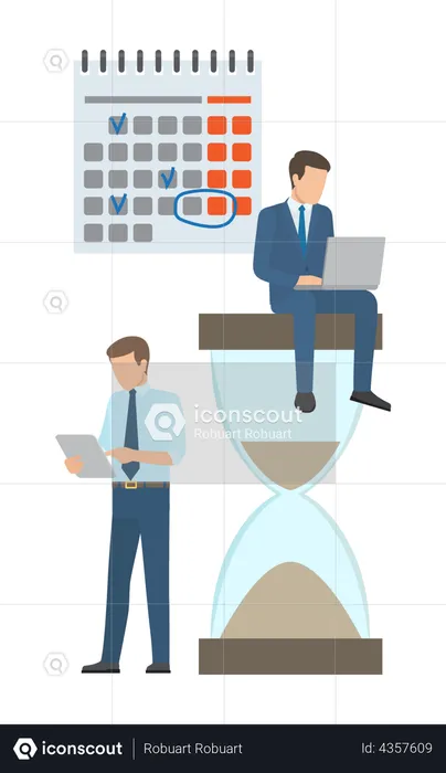 Business employee doing time management  Illustration