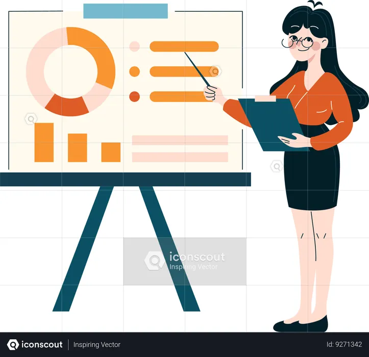 Business employee giving presentation  Illustration