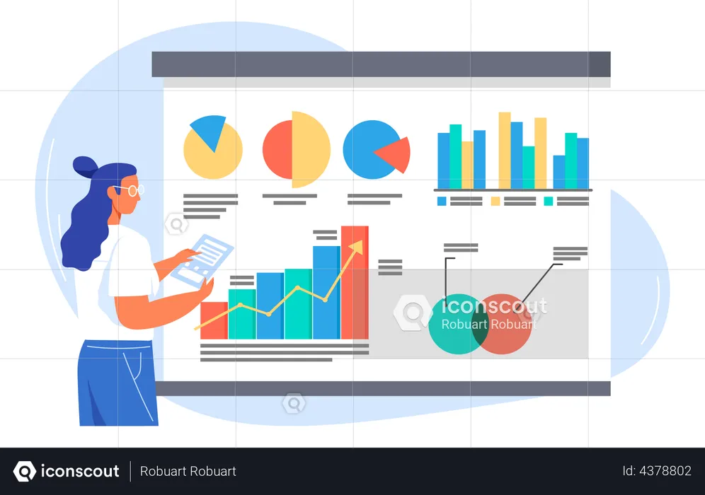 Business employee giving presentation on data analytics  Illustration