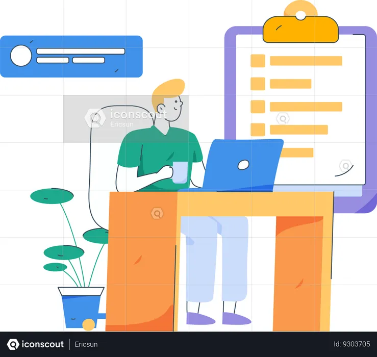 Business employee making checklist  Illustration