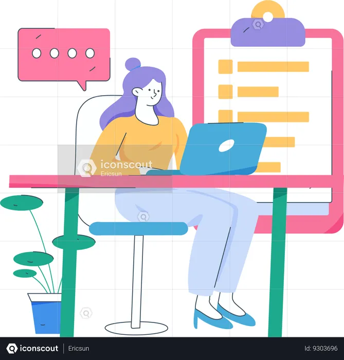 Business employee making checklist  Illustration