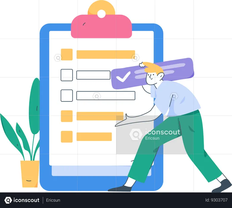 Business employee making checklist  Illustration