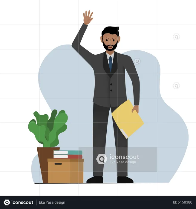 Business employee saying hello  Illustration