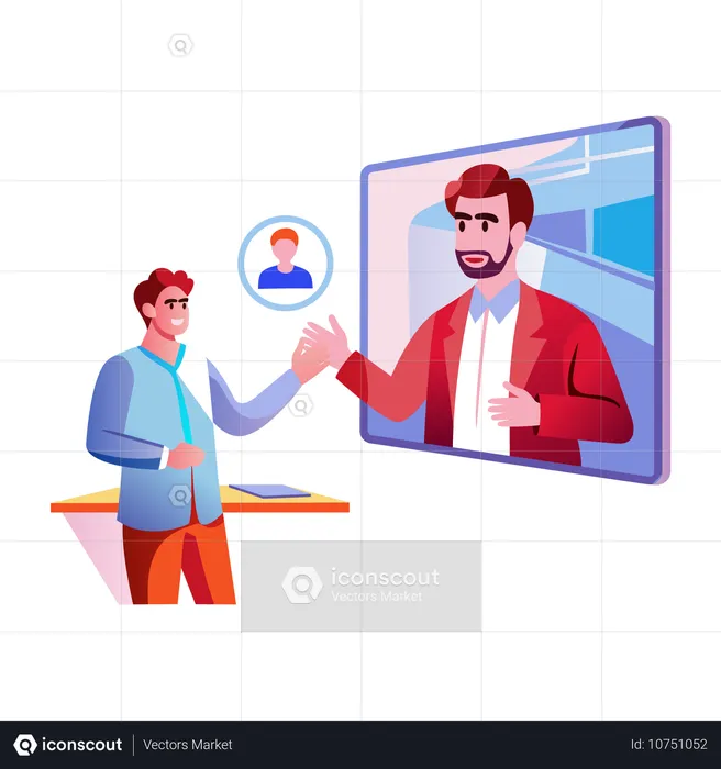 Business employee talking on video call  Illustration