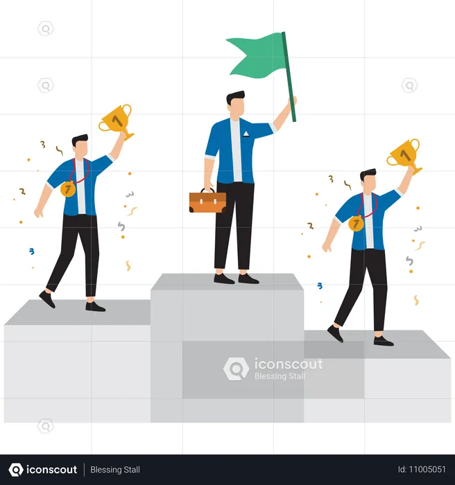 Business employee winning business rewards  Illustration