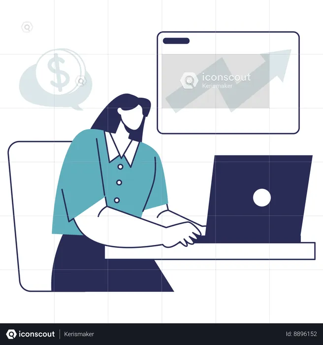 Business Employee working on profit analysis  Illustration