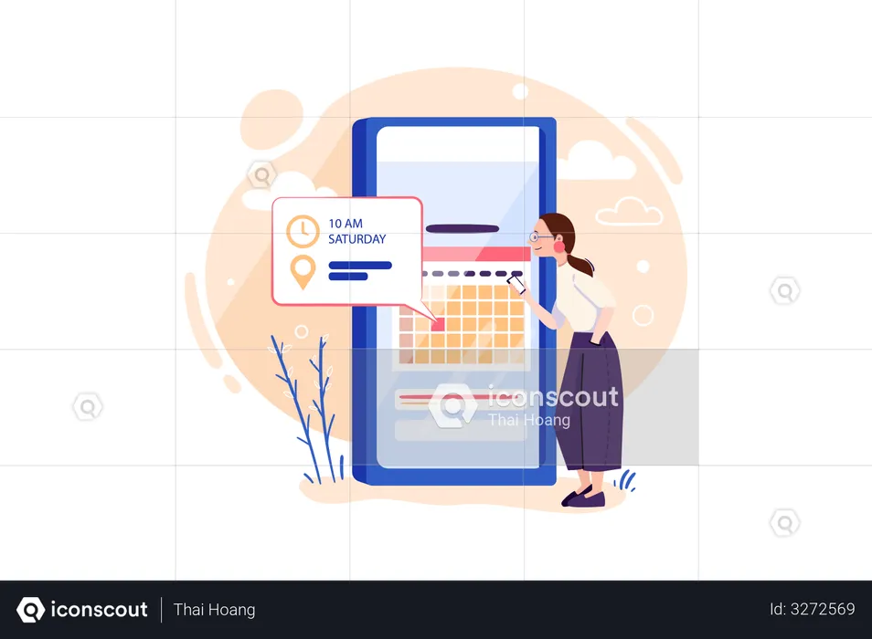 Business employee working on time schedule  Illustration