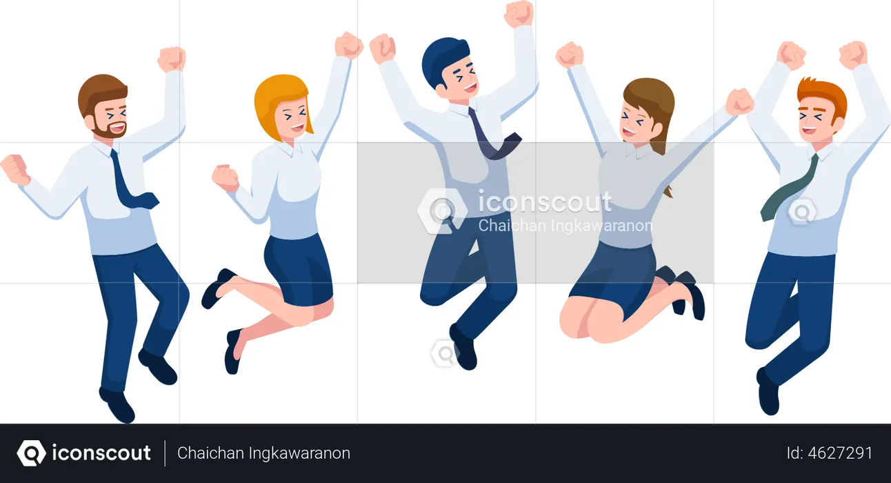 Business employees celebrating victory  Illustration