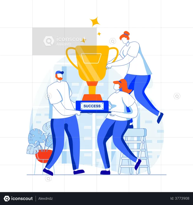 Business employees celebrating victory  Illustration