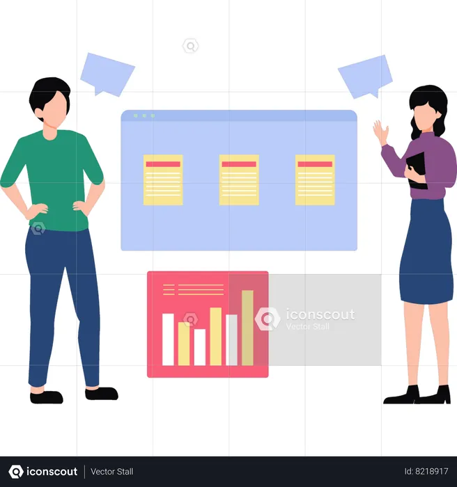 Business employees discussing business plans  Illustration