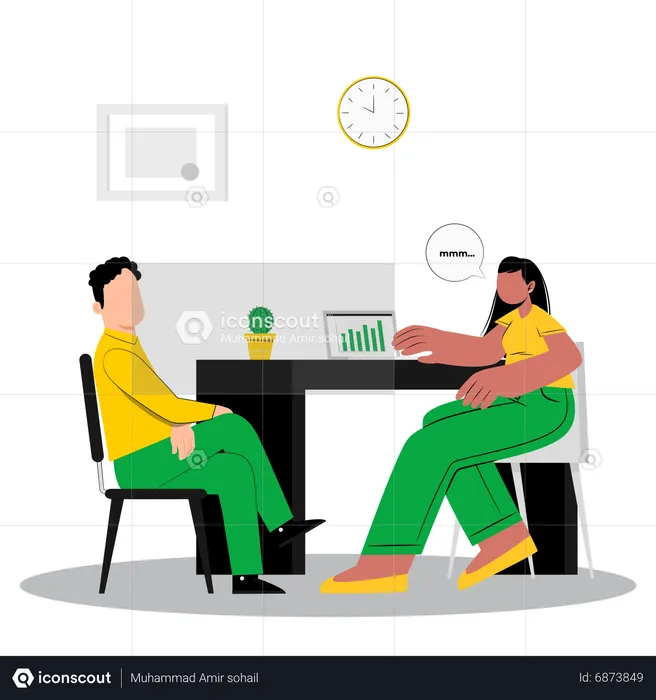 Business employees doing business analysis  Illustration