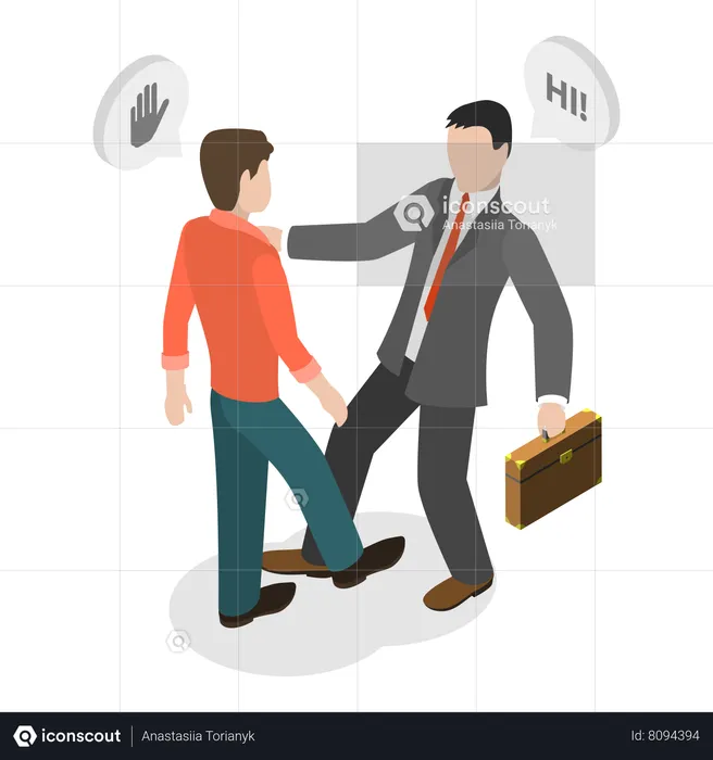 Business employees greeting each other on their way to work  Illustration