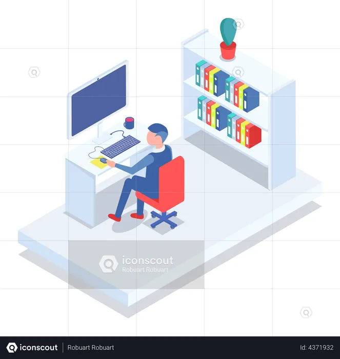 Business employees on workspace  Illustration