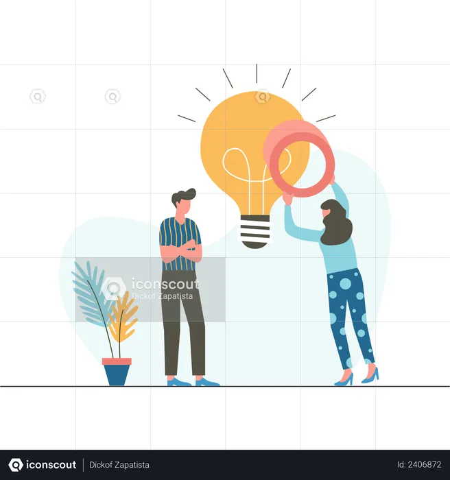 Business employees working on marketing idea  Illustration