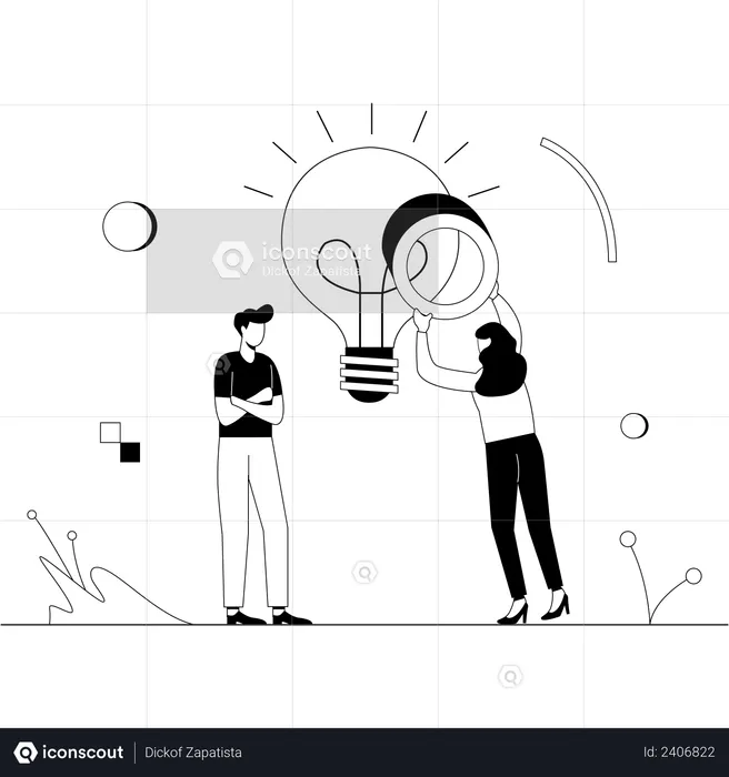 Business employees working on marketing idea  Illustration