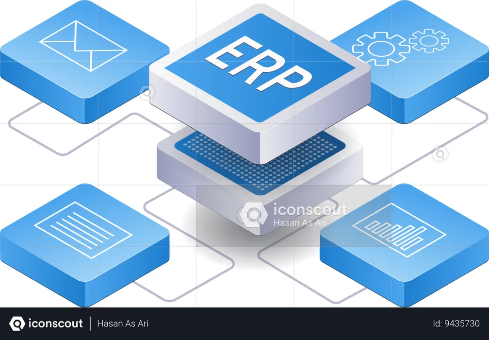 Business ERP development network  Illustration