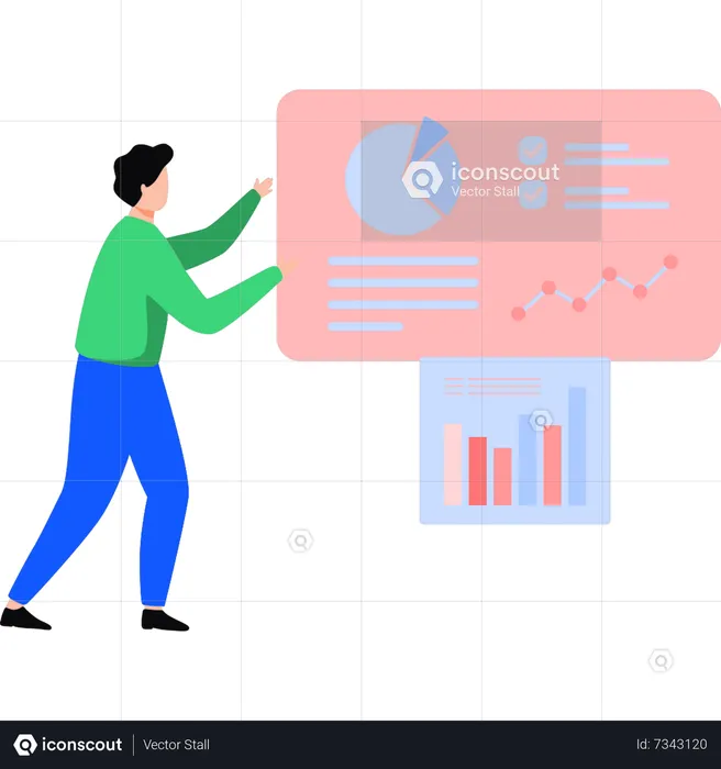 Business expert is working on a graph chart  Illustration