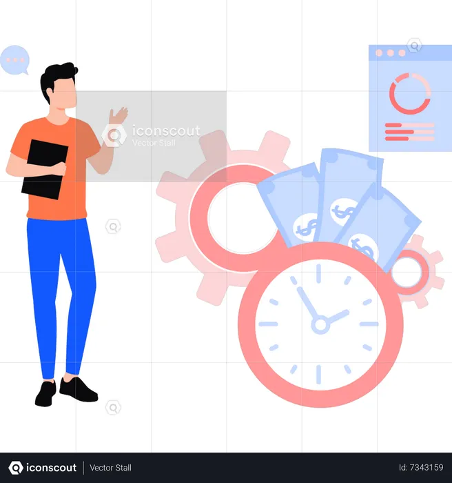 Business expert is working on time management  Illustration