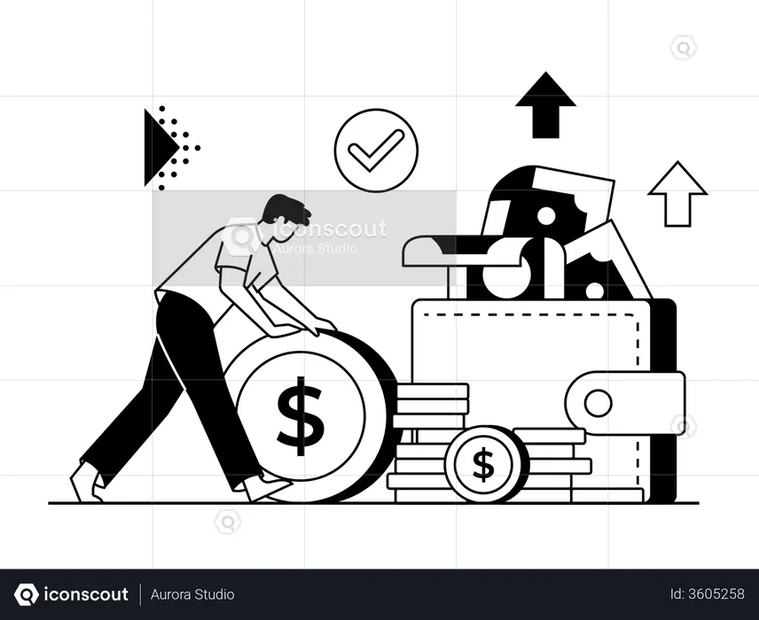Business Financer getting Profit From Business  Illustration