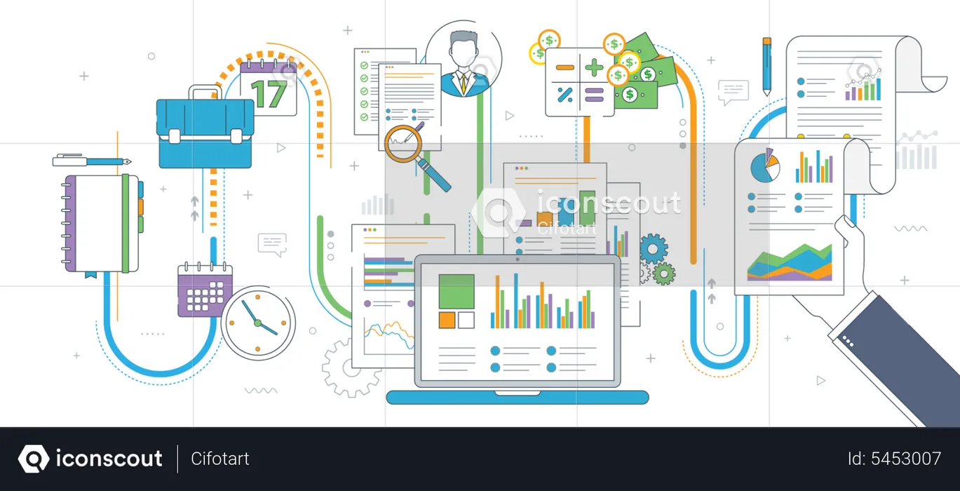 Business financial statistics  Illustration