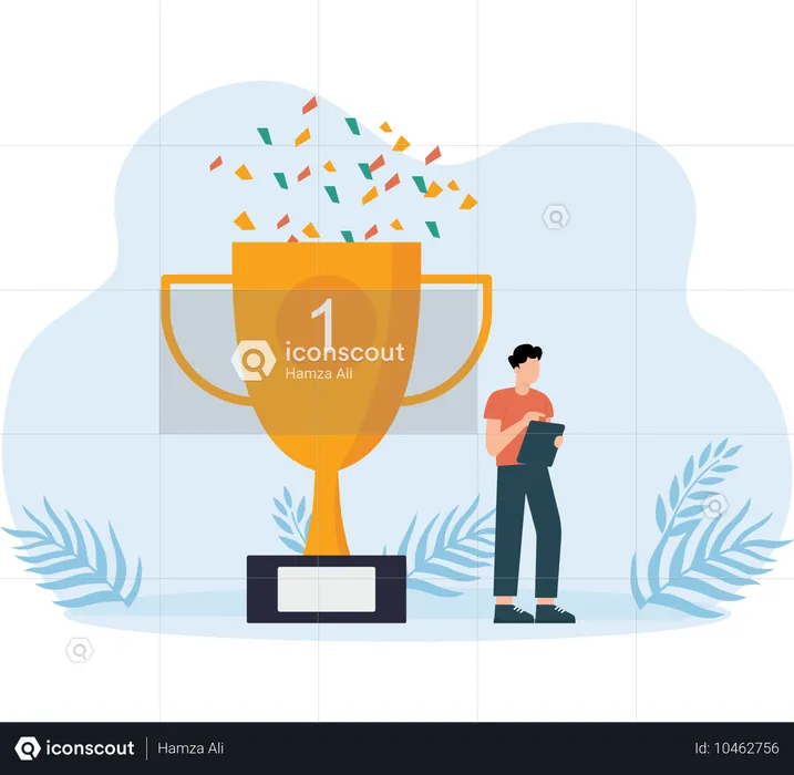 Business-Gewinner mit Trophäe  Illustration