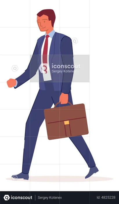 Business going to office with holding suitcase  Illustration