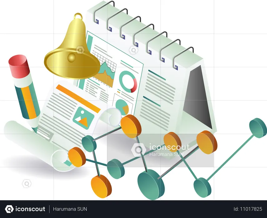 Business growth and plan reminder on calendar  Illustration