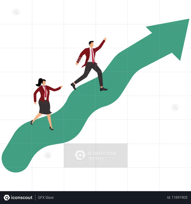 Business Growth Climbing Arrow  Illustration