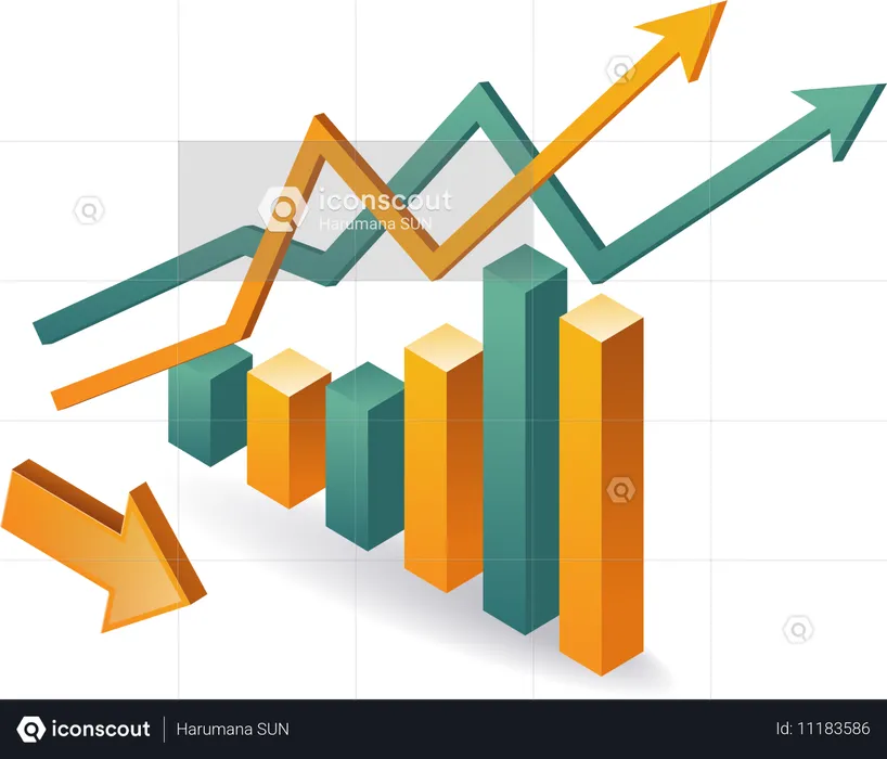 Business growth with bar chart  Illustration