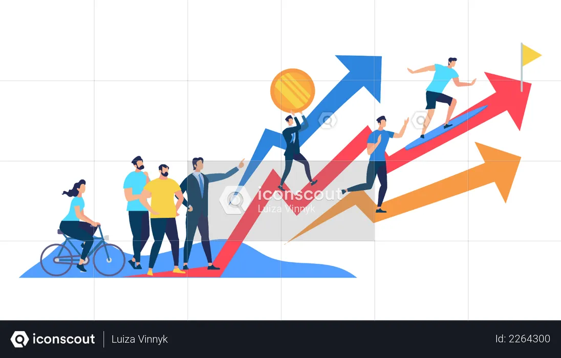 Business growth with business team  Illustration