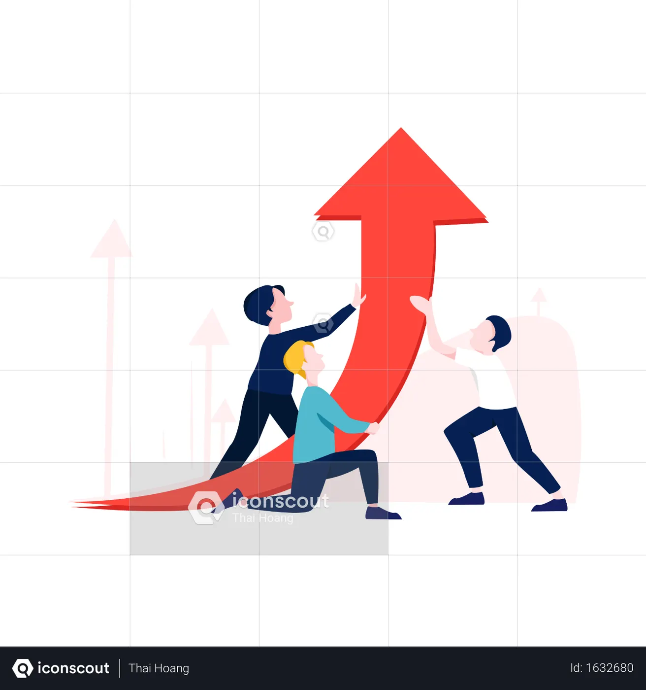 Best Business growth with help of employee Illustration download in PNG ...