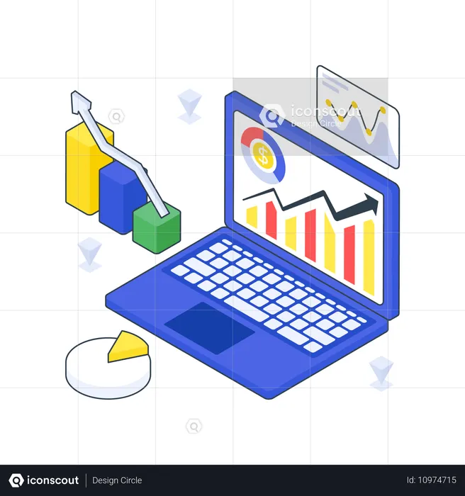 Business Growth with laptop  Illustration