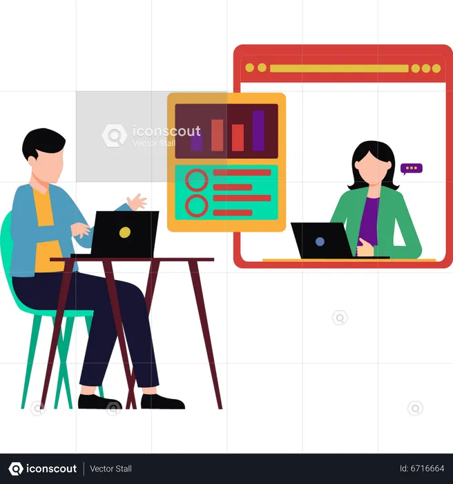 Business guy doing online business meeting  Illustration