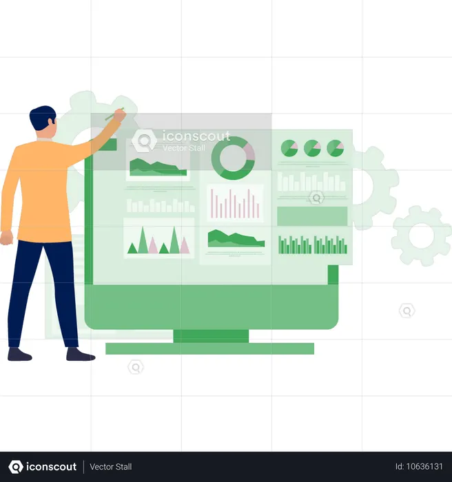 Business guy pointing strategic planning  Illustration