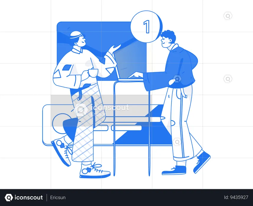 Business guys getting business mail  Illustration