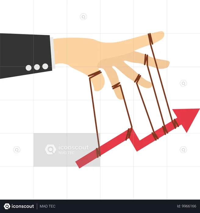 Business hand control over profit growth  Illustration