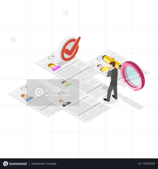 Business hr manager doing hiring process  Illustration