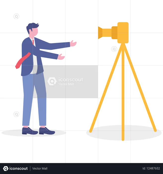 Business influencer recording vlog  Illustration