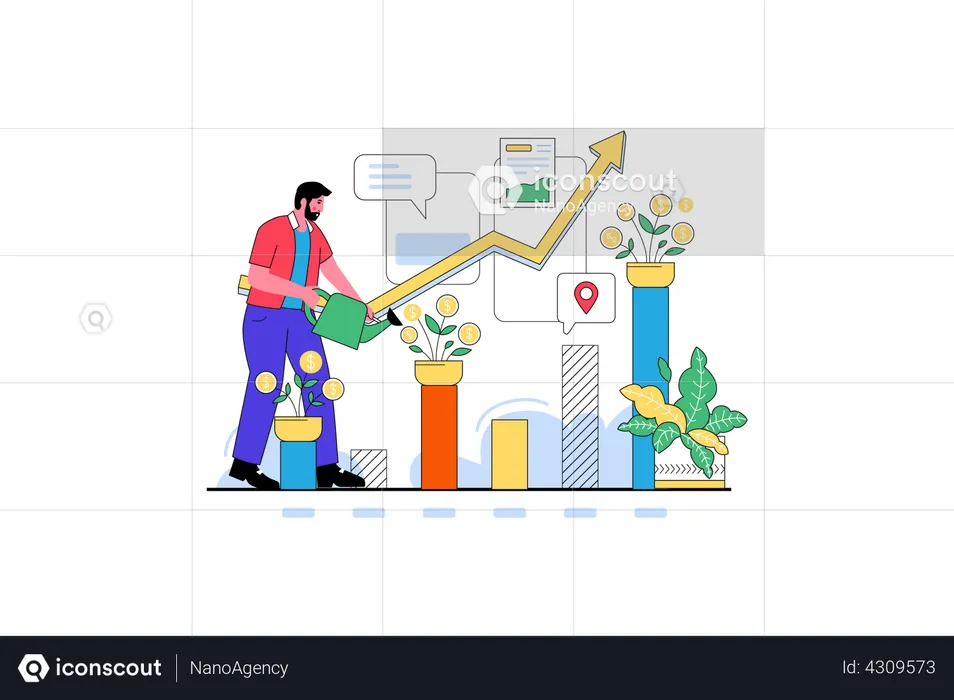 Business Investor And Chart  Illustration