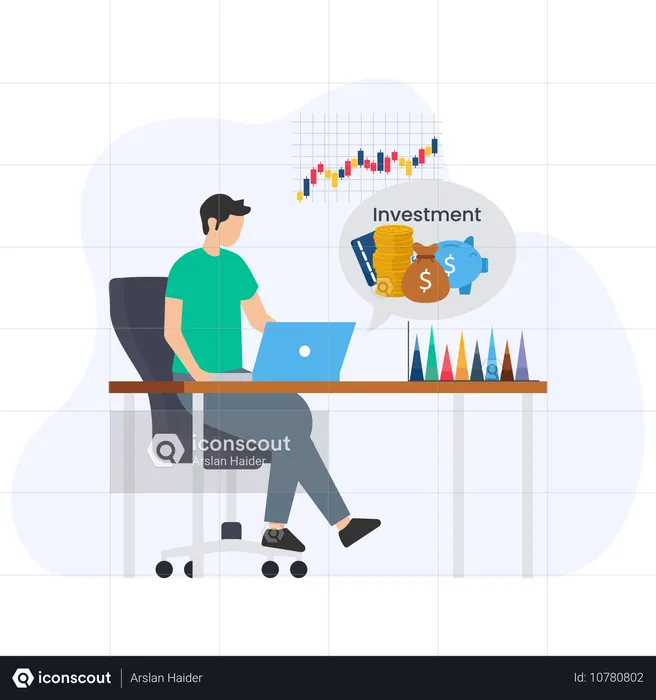 Business investor doing data analysis  Illustration