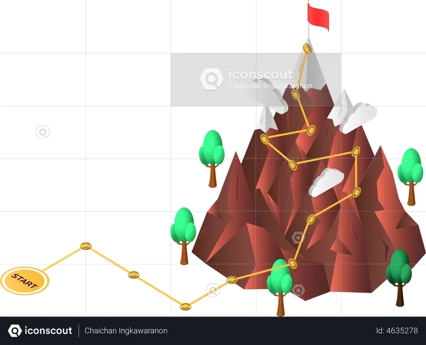 Business journey route to success target  Illustration